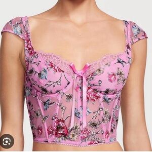 Victoria's Secret 
Floral Embroidery Cap-Sleeve Corset Top